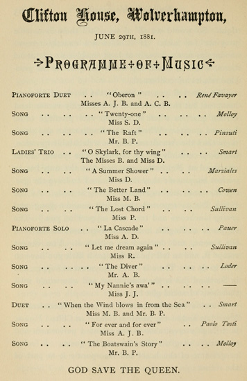 Programme of Music