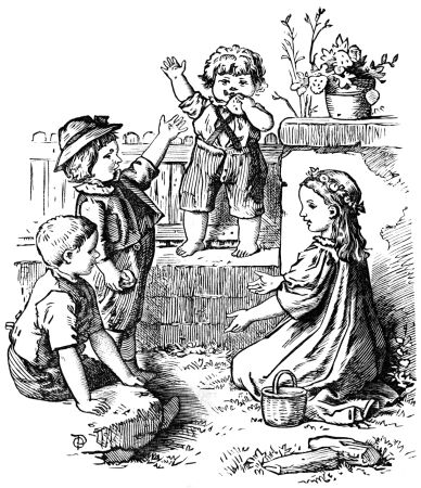 Four children talking together
