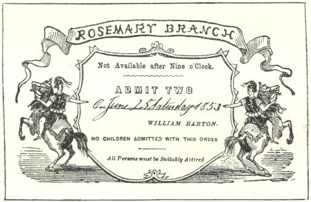Admission Ticket, Rosemary Branch, 1853