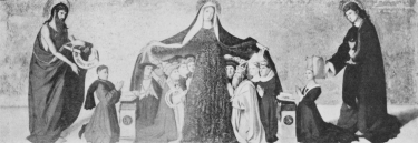 Plate XII.  THE VIRGIN AS PROTECTOR OF THE HUMAN RACE.  Photo Giraudon.  Musée Condé.  Charonton and Vilatte.