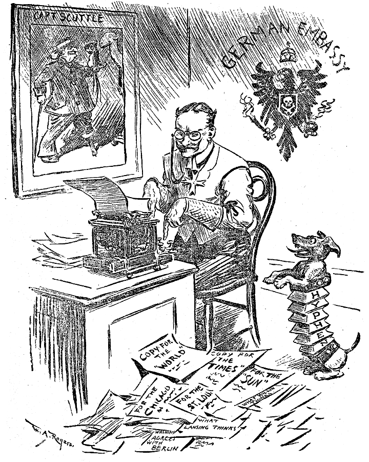 Count Von Bernstorff at a typewriter