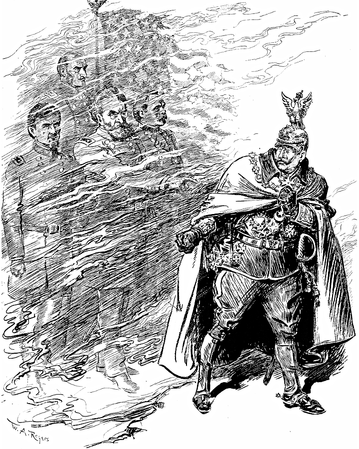 The Kaiser with the spirits of American soldiers.