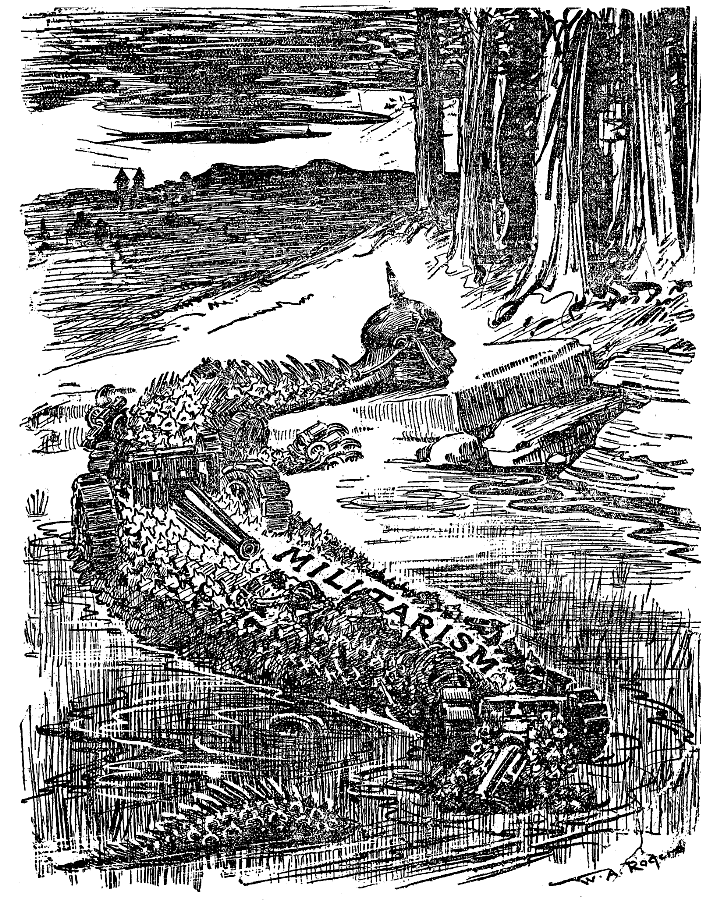German militarism as a reptile crawling out of the swamp.