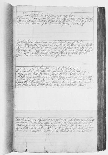 Facsimile of first page of MS. Register in the Brodie Family Bible.  (From the original in the Edinburgh Municipal Museum.)