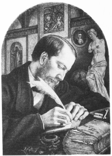 Image unavailable: CLARENCE C. COOK  AT THE AGE OF 36  FROM A PEN-AND-INK DRAWING MADE IN 1864 BY THOMAS C. FARRAR, PUPIL OF JOHN RUSKIN