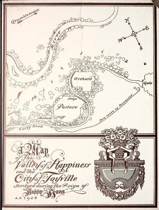 A Map of the Valley of Happiness and the City of Toyville Surveyed during the Reign of Happy Hans A.D. 1906