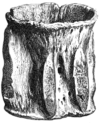 Fig. 209.—Cup made from Vertebra of Whale from Broch of Burray (4½ inches high).