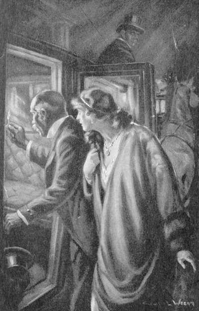 “But Cynthia remained where she was and peeped over the butler’s shoulder”