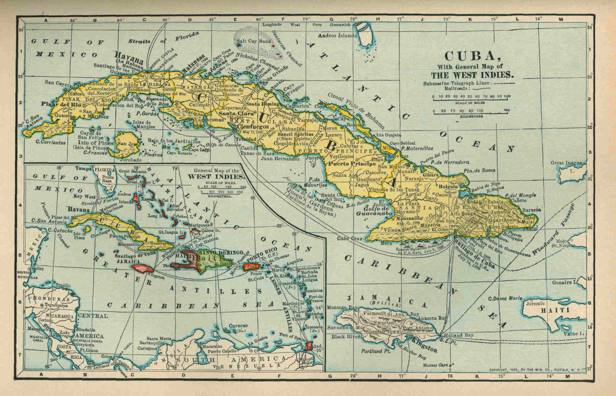 Map of Cuba and West Indies