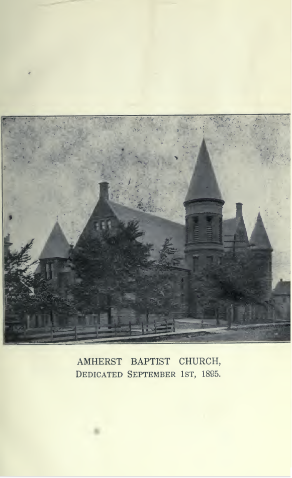 Amhert Baptist Church, dedicated September 1st, 1895.