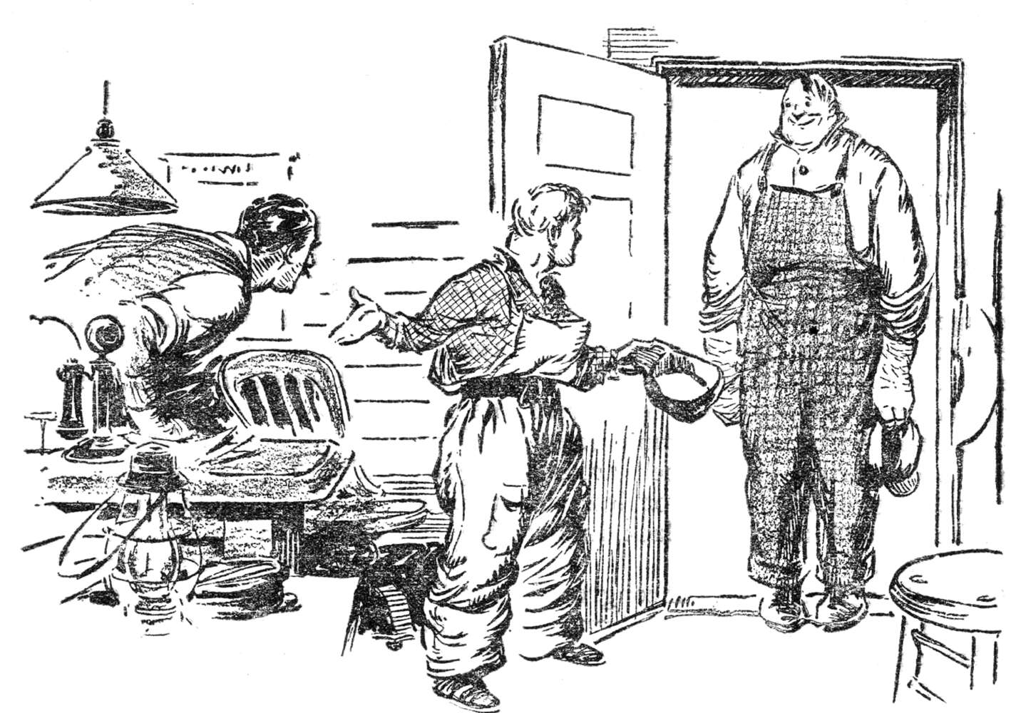 A large man standing in the doorway