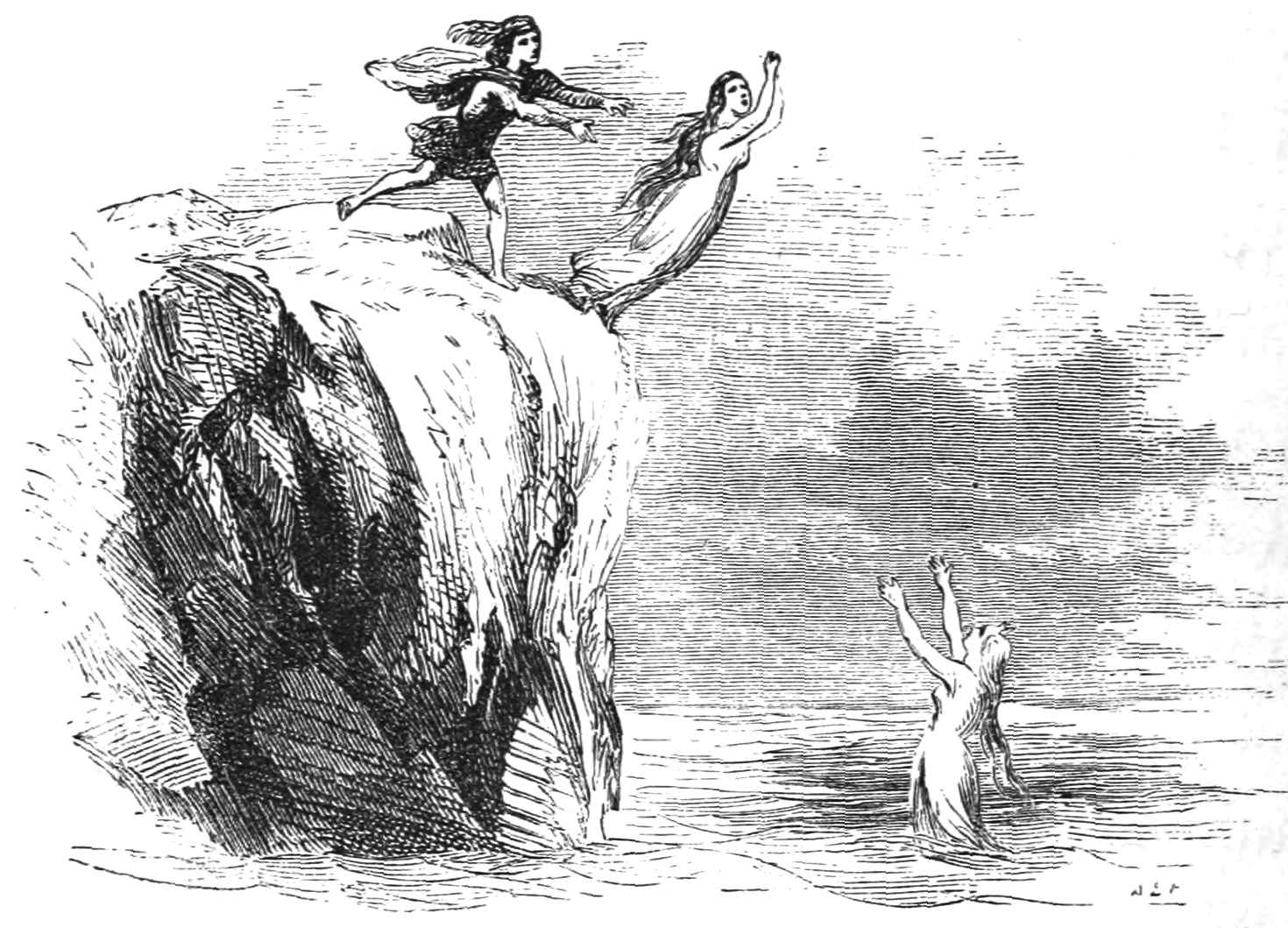 Veria leaps from the cliff
