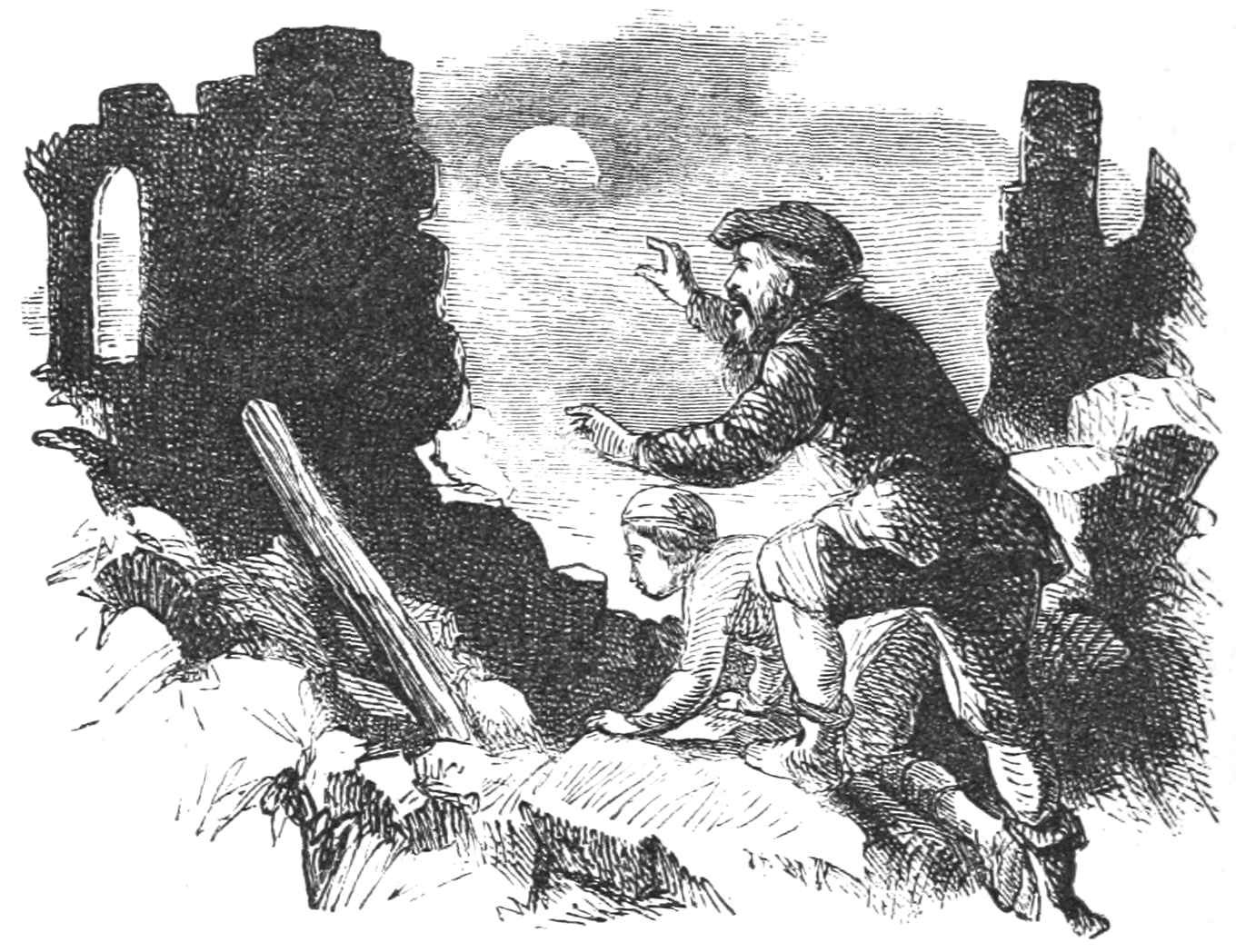 Hans and Fritzchen looking at the ruin