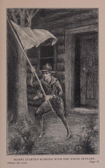 SKINNY STARTED RUNNING WITH THE WHITE PENNANT.