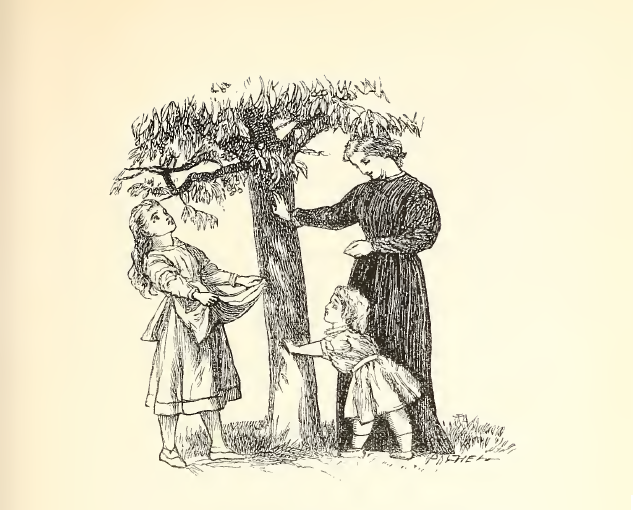 Mother shake the cherry-tree