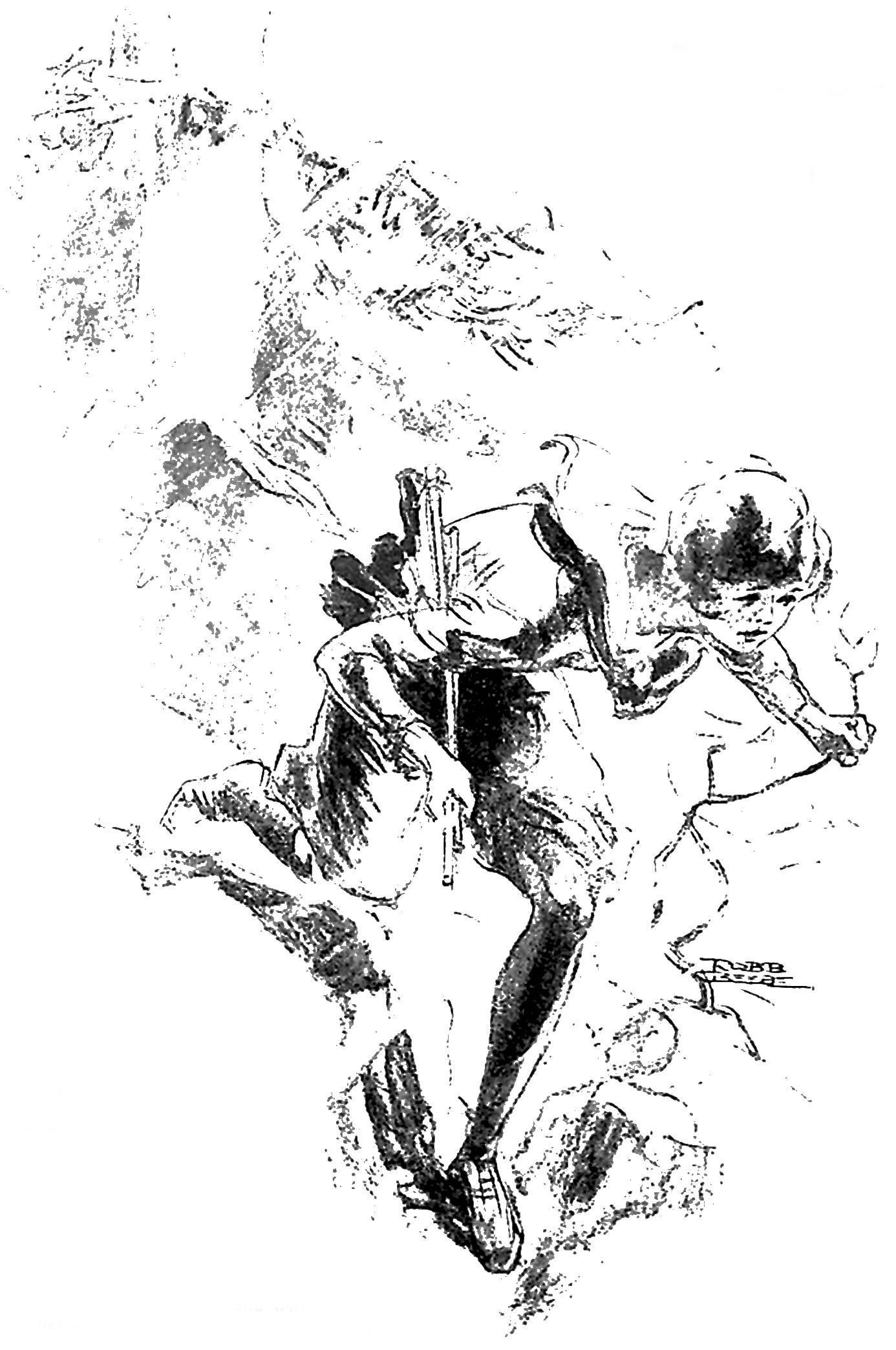 Edna running to the hotel
