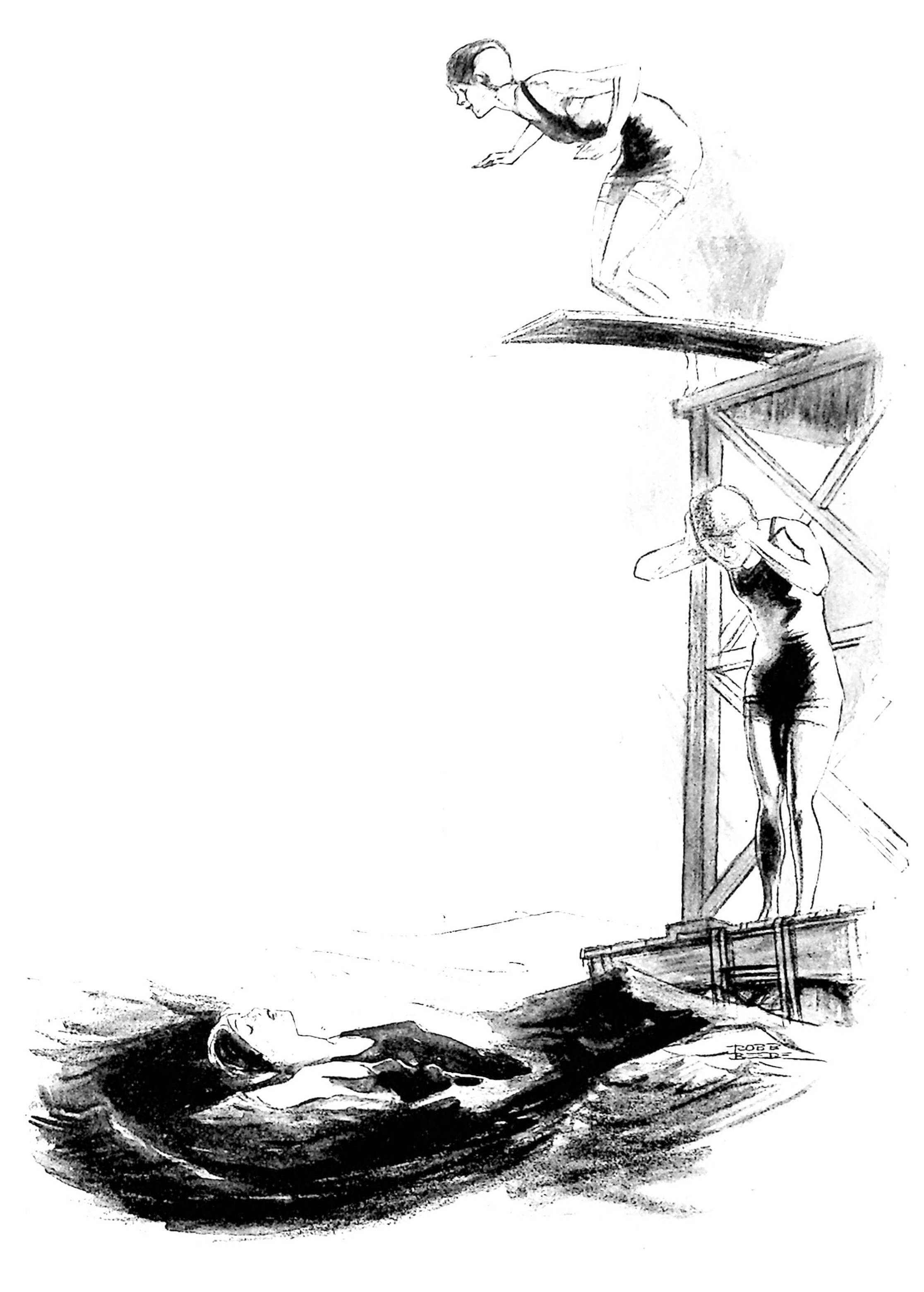 Bess Henry diving with Edna in the water below