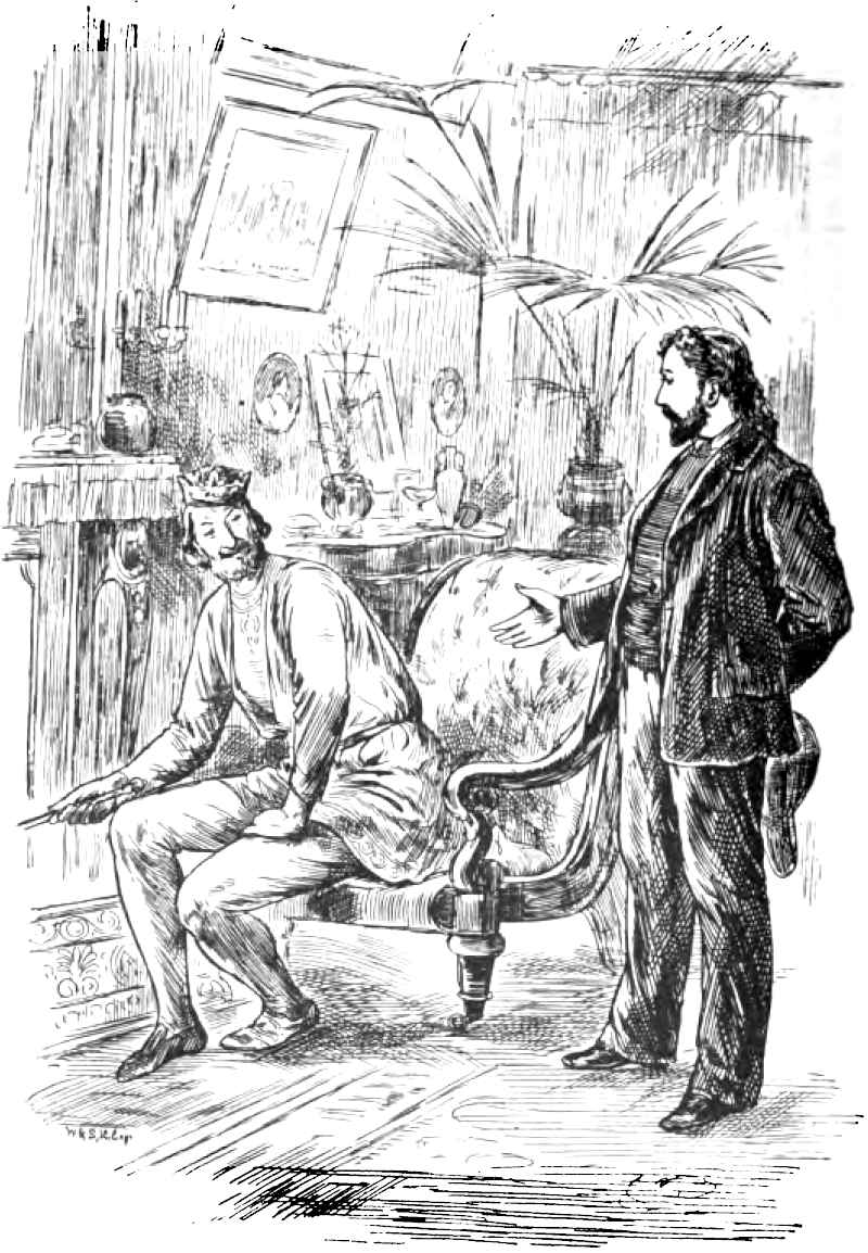 Two men talking by the fireside