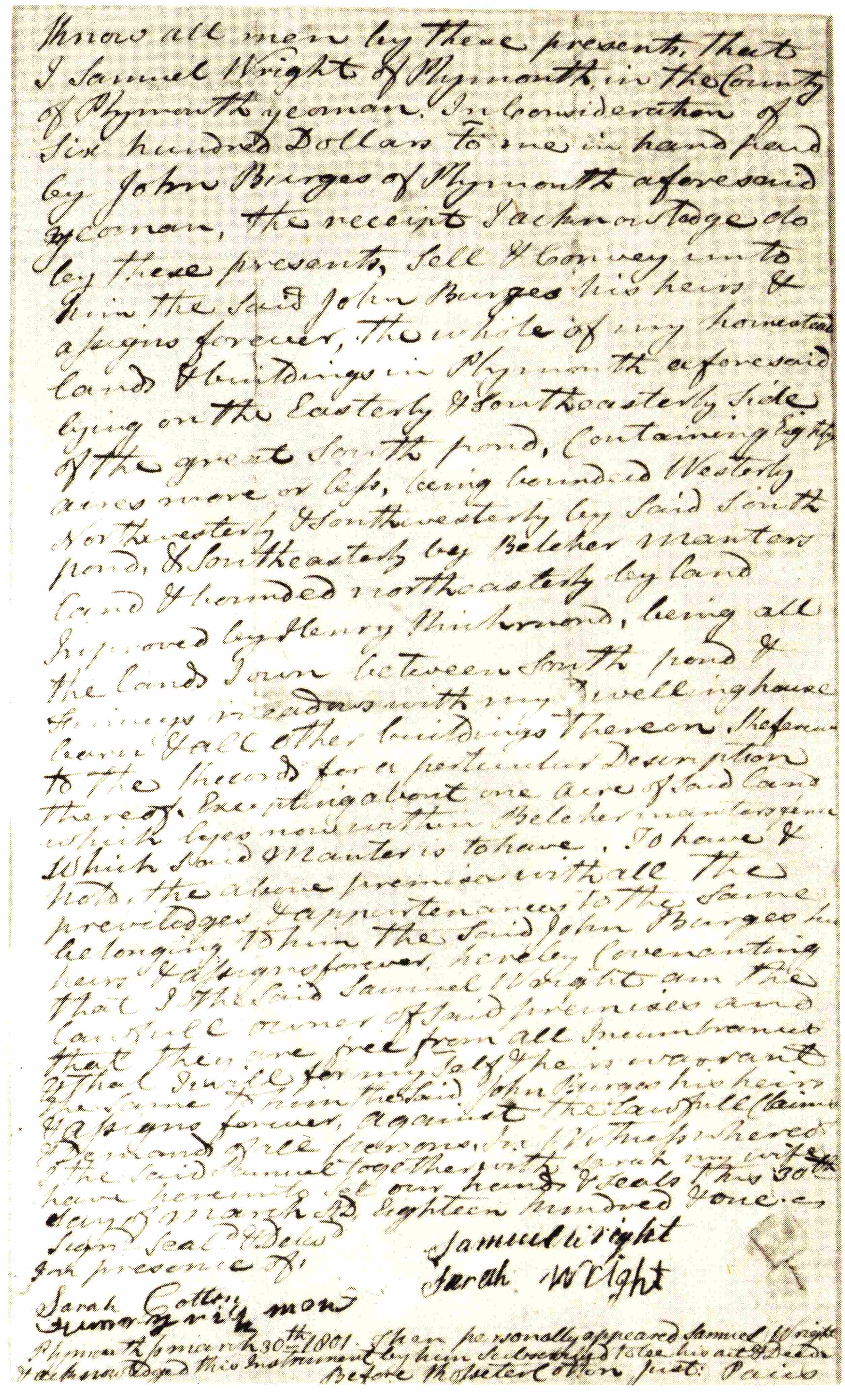 Wright-Burgess Deed, 1801