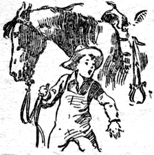 Speck leading a horse