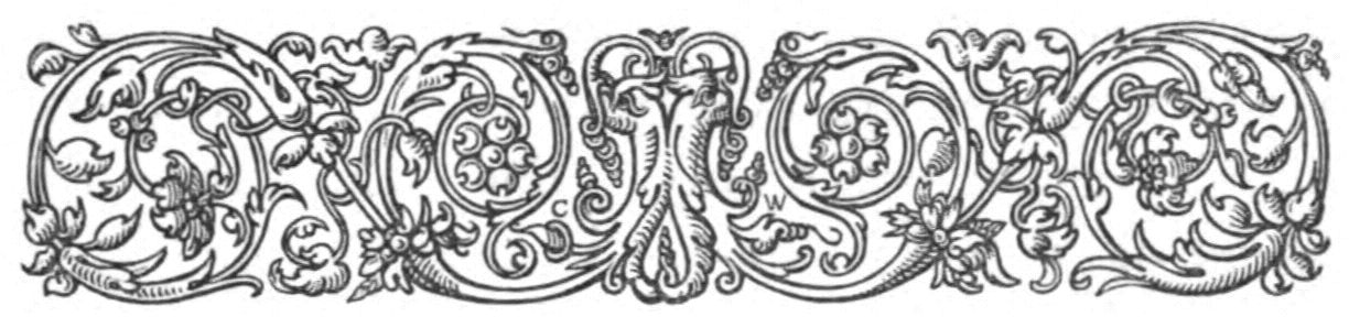 Decorative border of curled leafy vines.