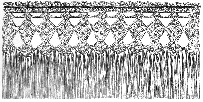 A crocheted lambrequin