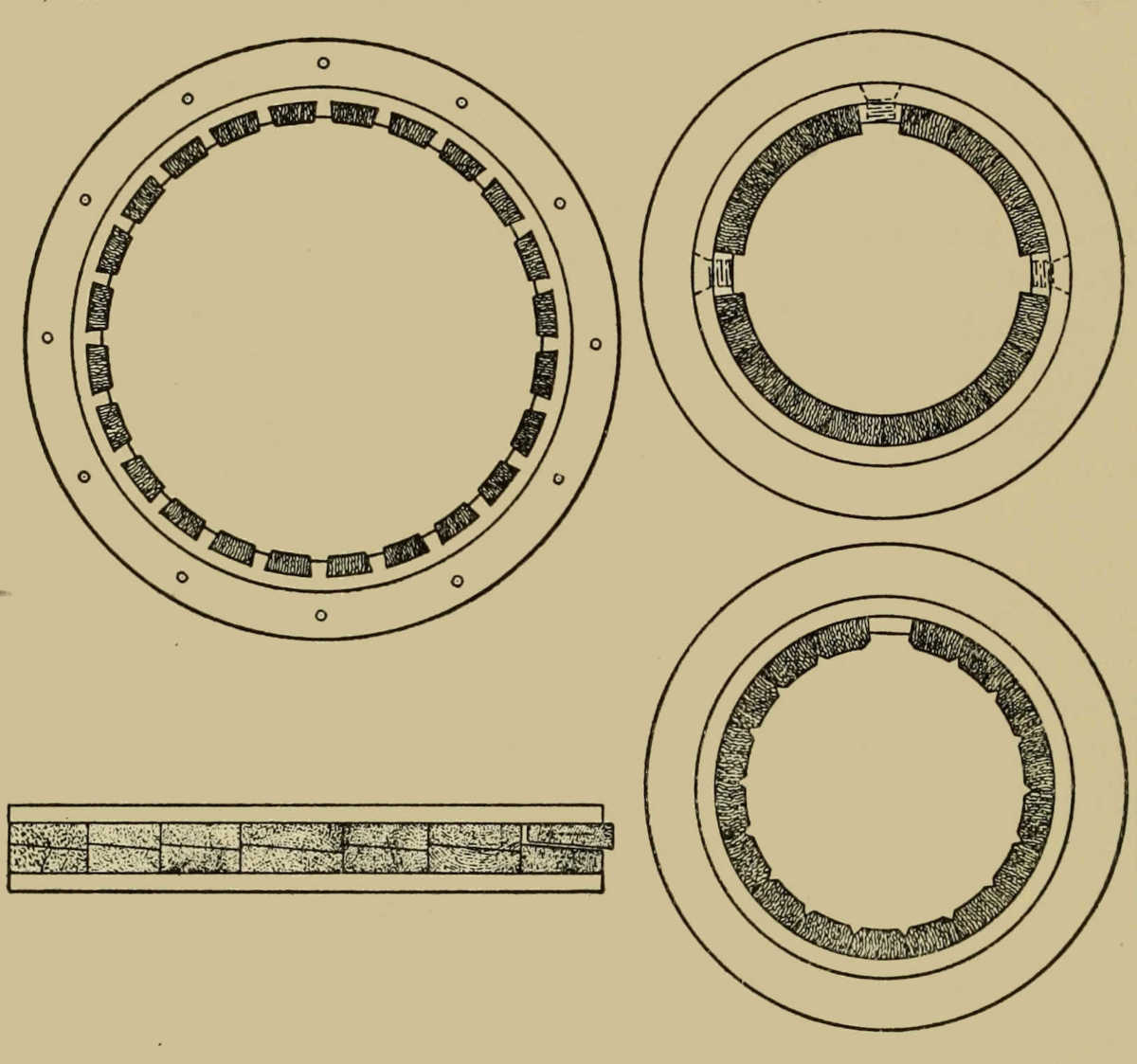 Cross sections of stern tubes of different types