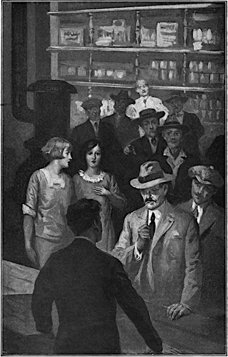 Picture of a frightened girl in a crowded store