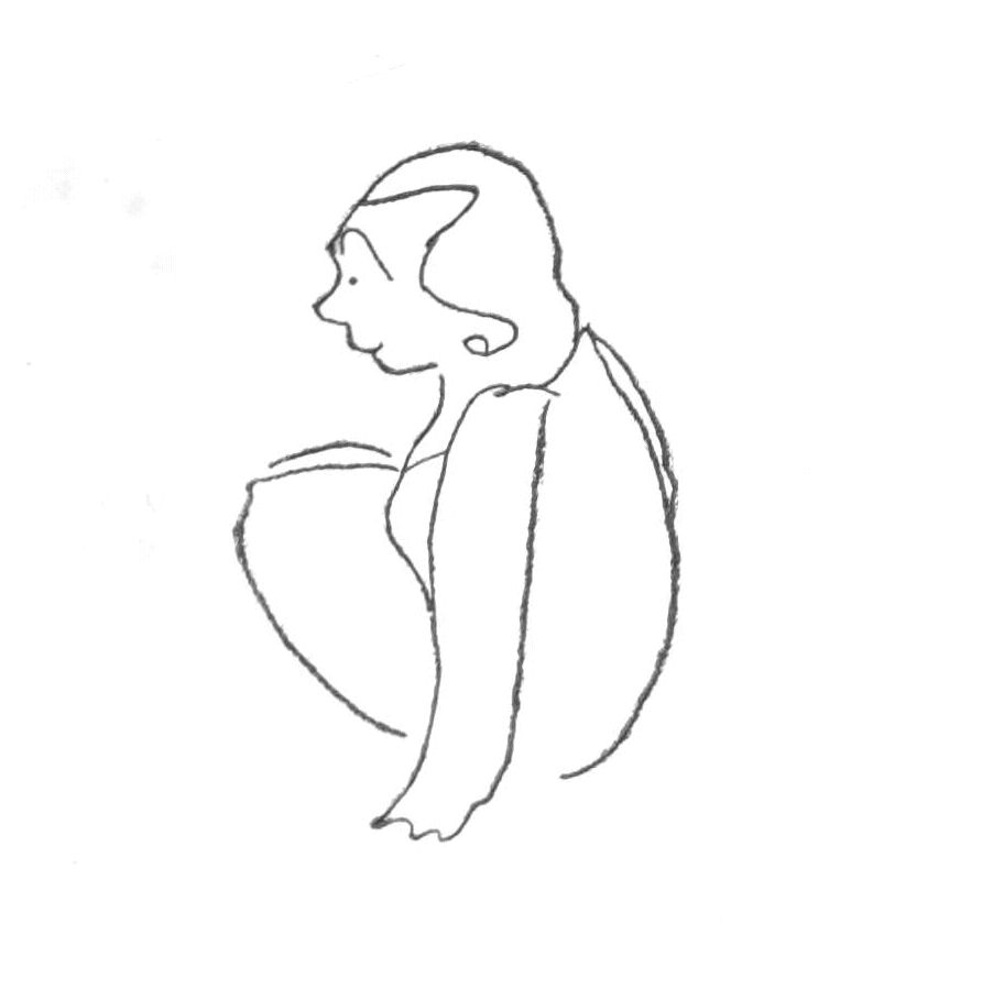 Sketch of woman seated on the floor