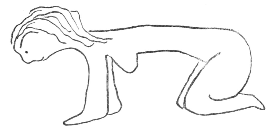 Sketch of naked woman on hands and knees