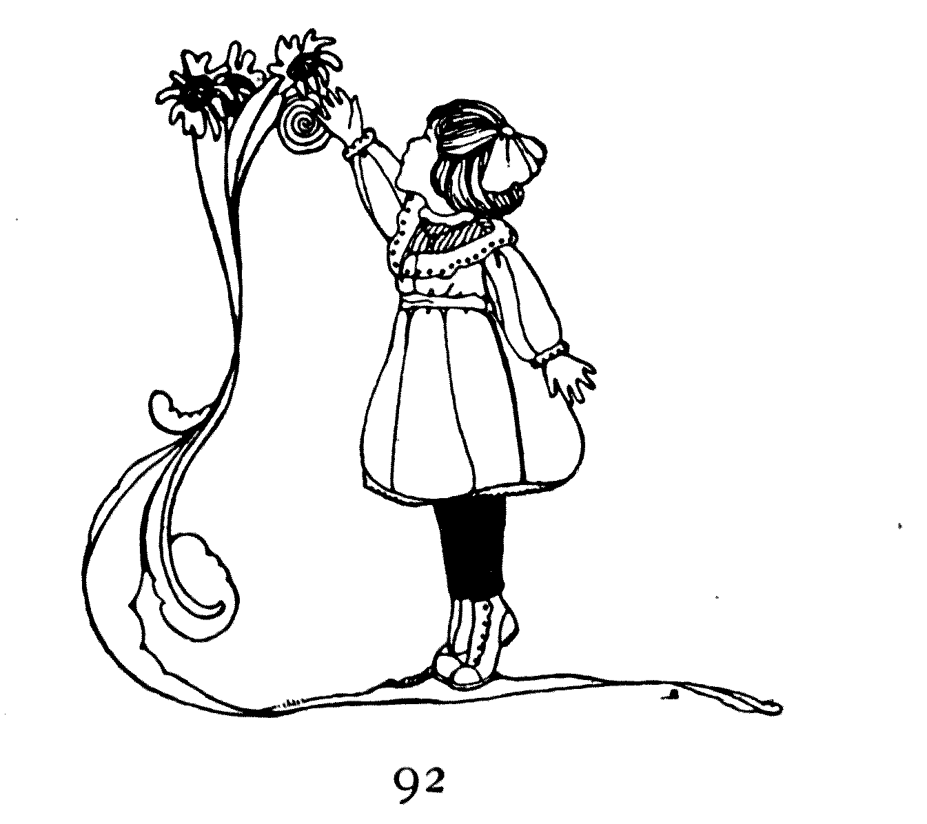 girl reaching for flowers