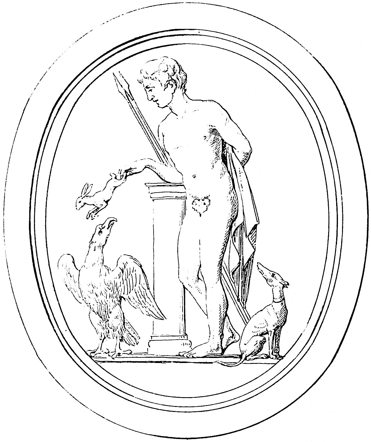 Ganymede with hare, eagle, and greyhound