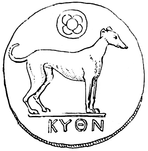 Celtic greyhound: Silver coin of Cythnus
