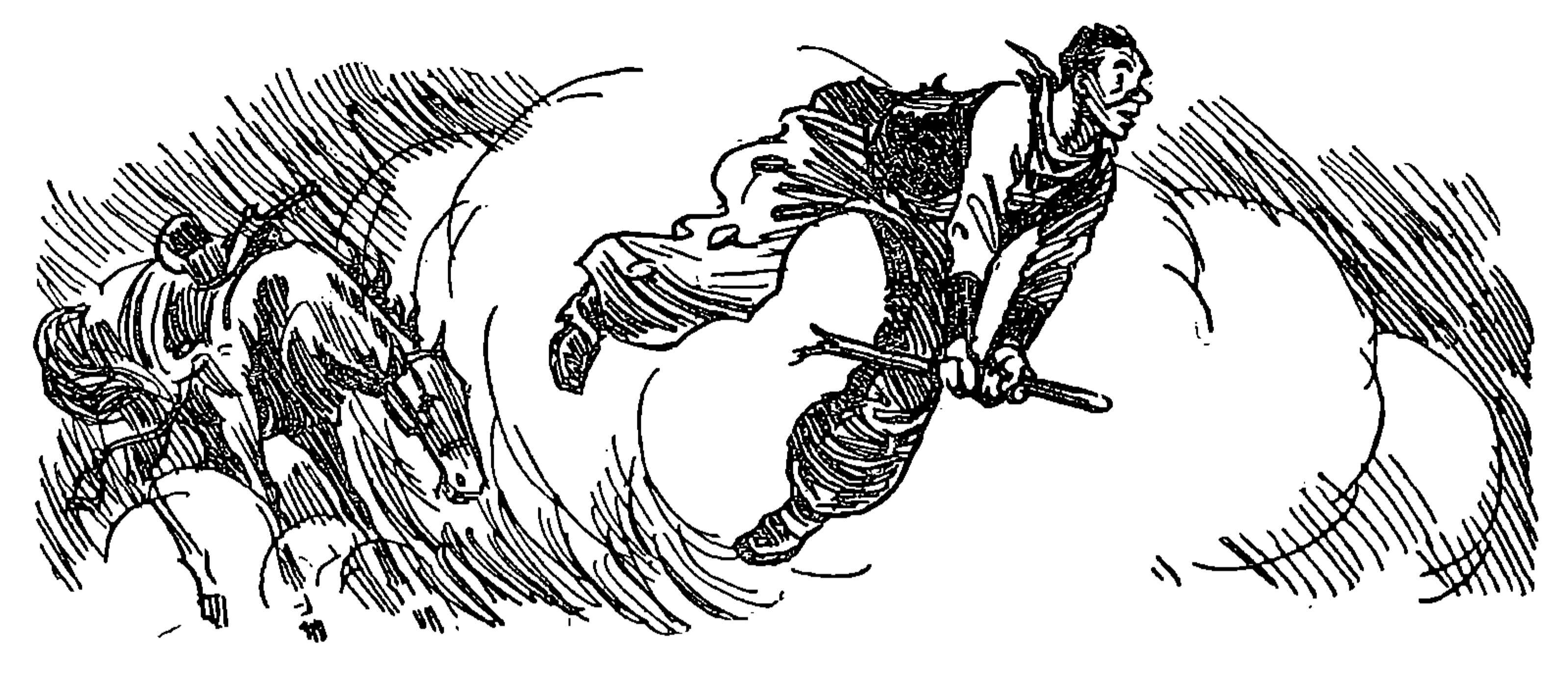 Rodeo cowboy flying through the air
