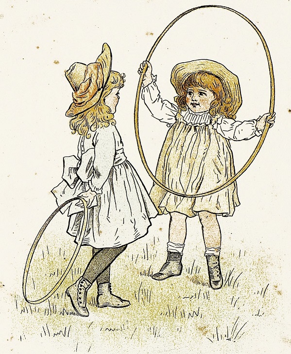 Little girls with hoops