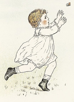 Child trying to stop the butterfly