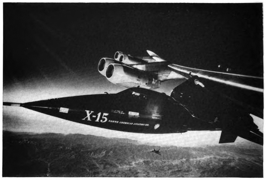 An X⁠-15 plane in the air