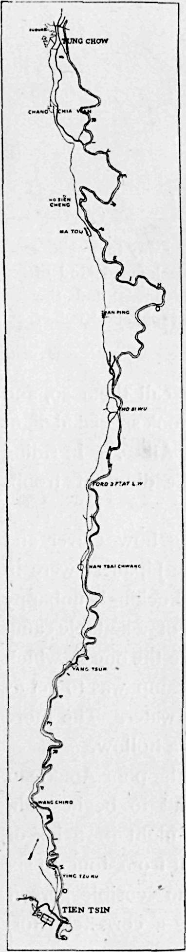 Map of river from Tientsin (modern Tianjin) to Tungchow (modern Tongzhou)