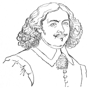 Bust of Ferrari, facing slightly right; curled mustache, small goatee, curly hair to his shoulders.