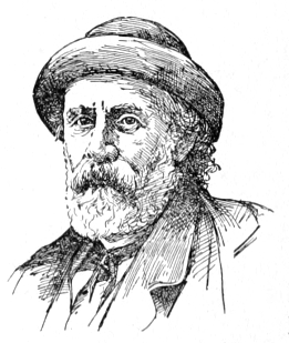 Bust of Frölich, facing slightly left, gazing forward; full beard and mustache; wearing a hat with a brim.