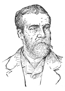 Bust of Gow, facing forward; full beard and mustache, thinning short hair.