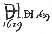 Interlinked initials: DH. 1629 DH, 1639