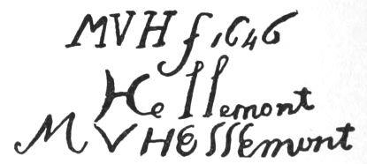 Initials and signatures: MVH f 1646, Hellemont, M V Hellemont