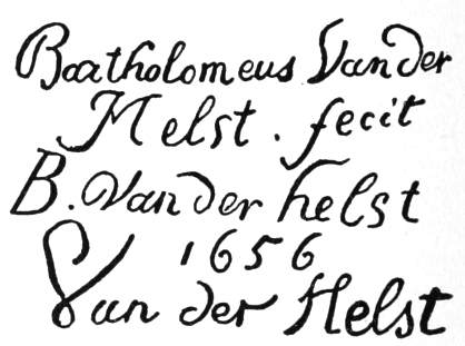 Signatures: Bartholomeus Van der Helst fecit, B. van der helst 1656, Van der Helst.