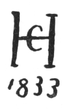 Interlocked initials: Hc 1833