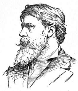 Bust of Keller, facing right; thick long mustache and French beard; straight hair swept away from face.