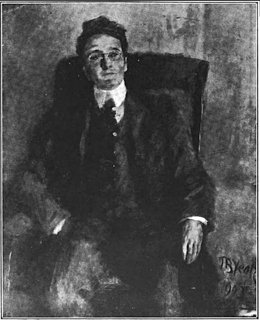 A portrait of a man in a suit sitting in a chair, signed “J. B. Yeats 1903”