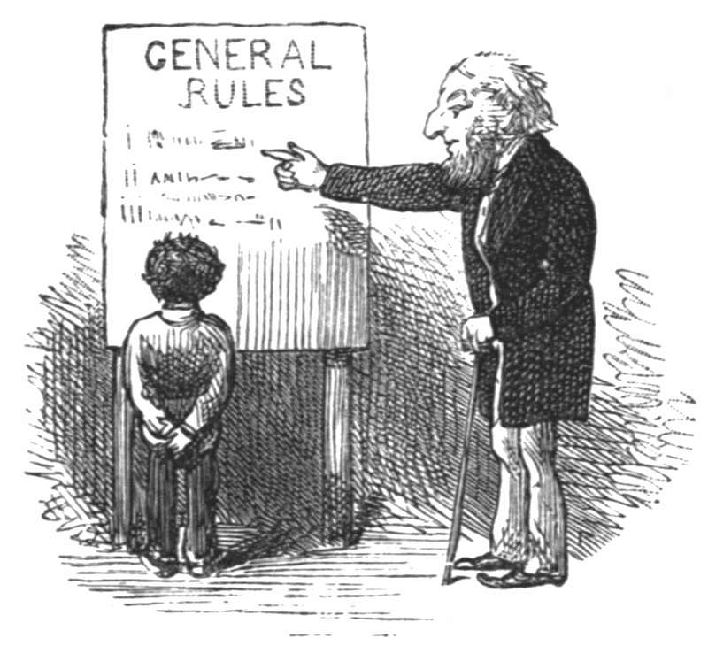 a child being shown the rules on a board