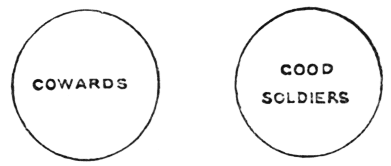 two circles, the left containing COWARDS, the right GOOD SOLDIERS