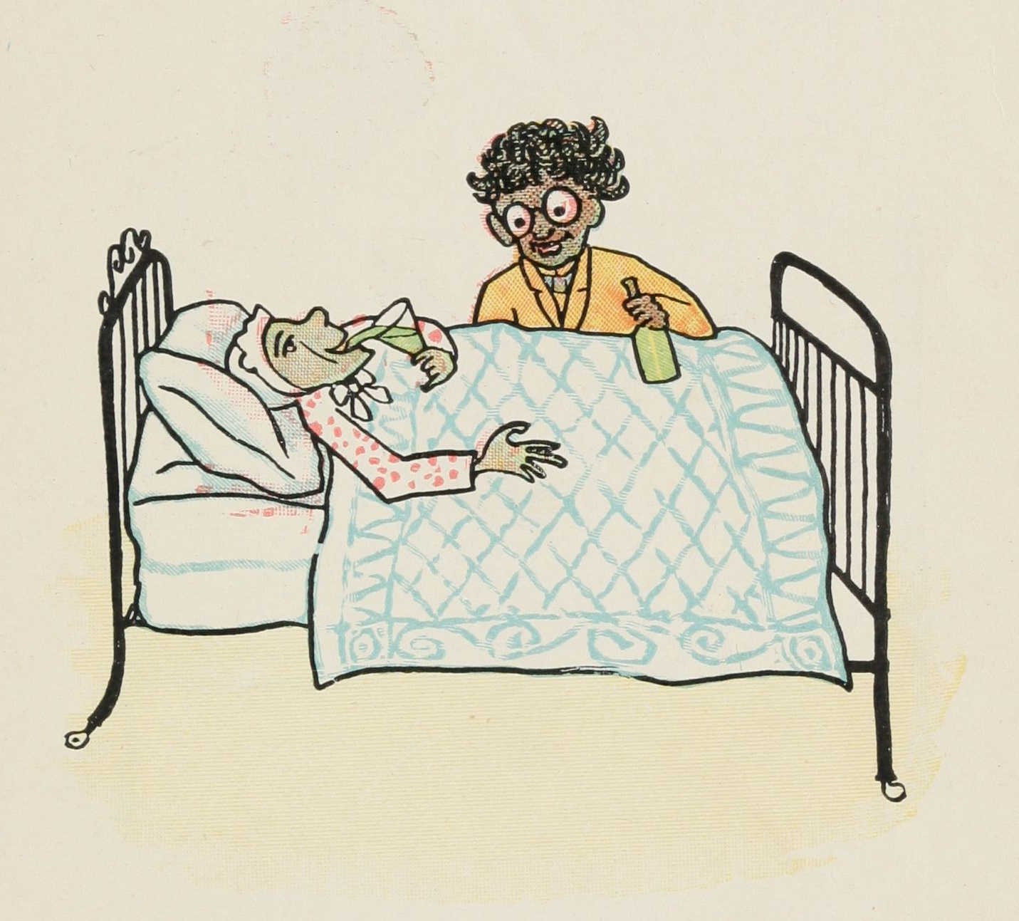 The doctor visiting Quibba's mother, sitting next to her bed.
